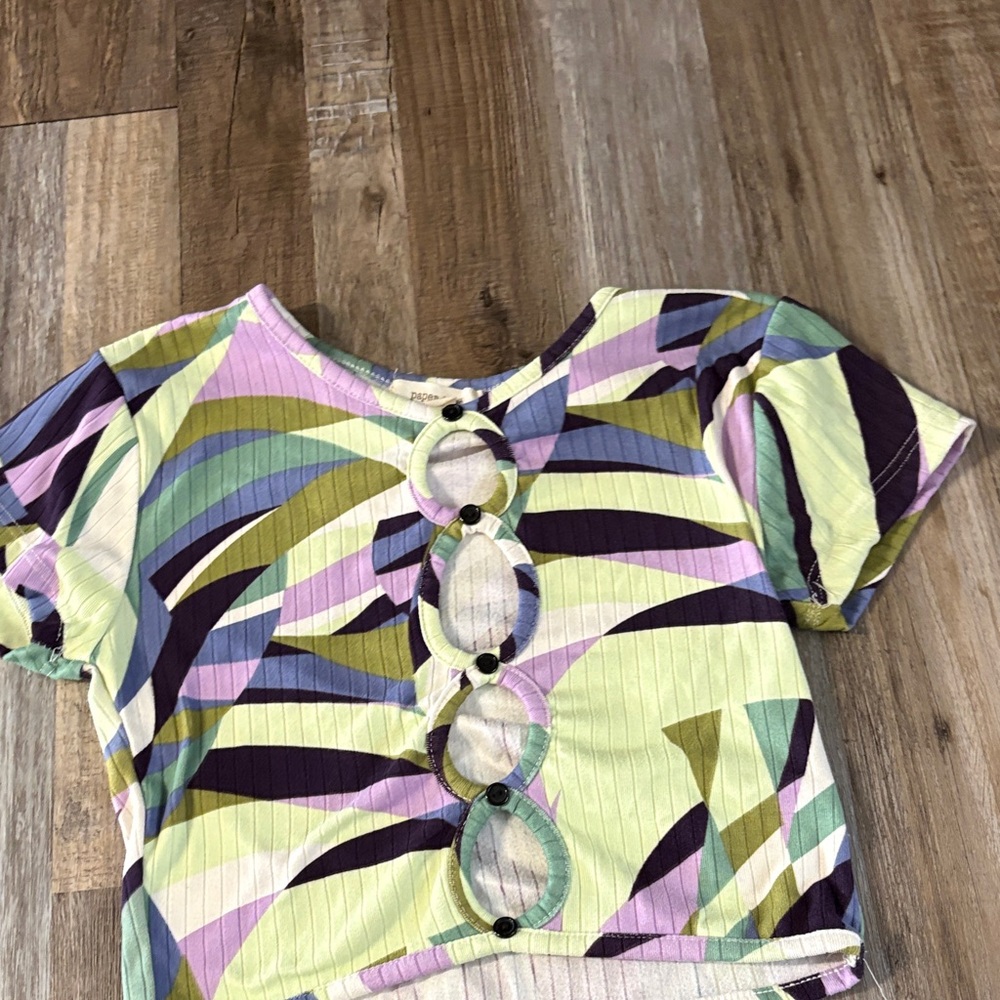Paper Tee Abstract Patterned Crop Top